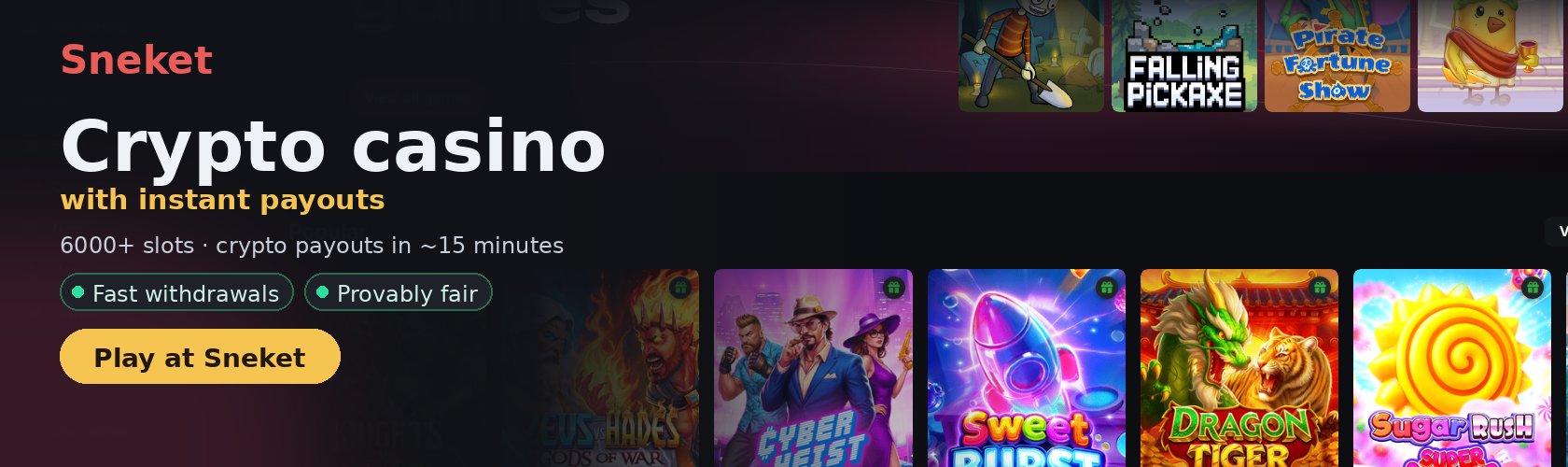 Sneket casino — 6000+ slots and crypto payouts