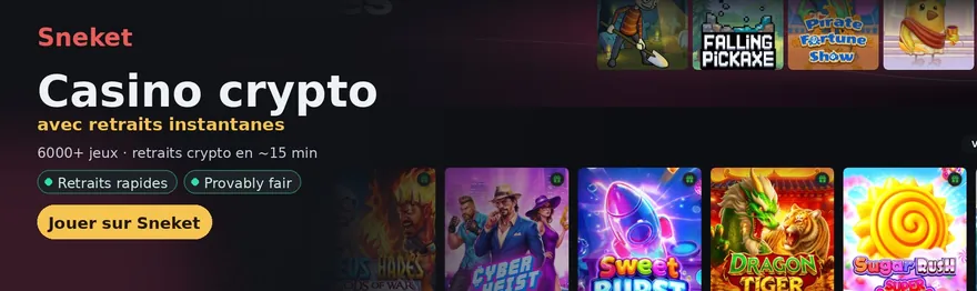 Casino Sneket — 6000+ jeux et retraits crypto