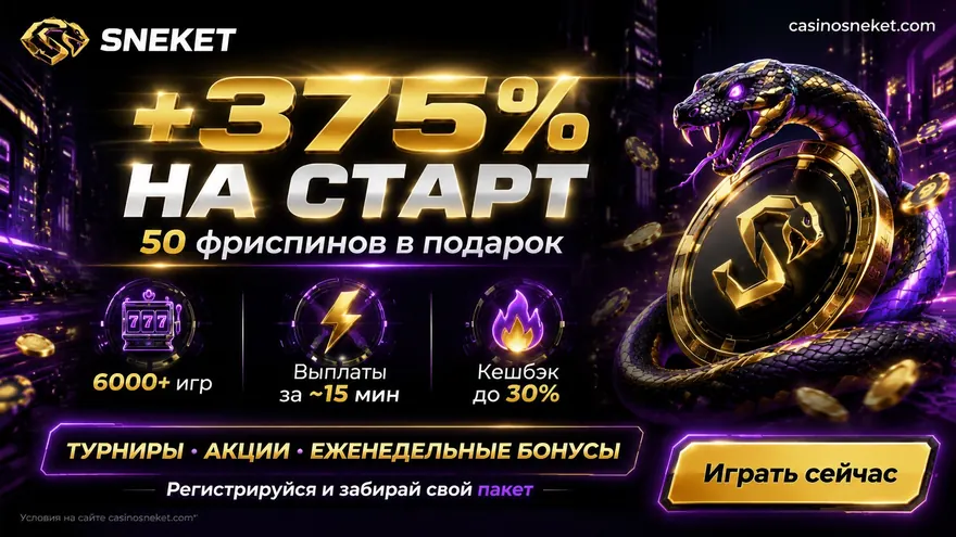 Приветственный пакет СНЕКЕТ +375% и 50 фриспинов